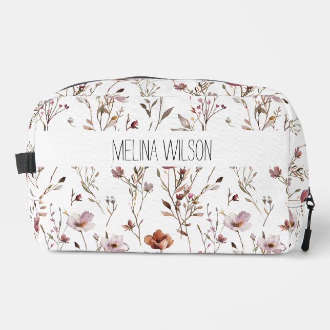 Elegant watercolour wild flower dopp kit (Front)