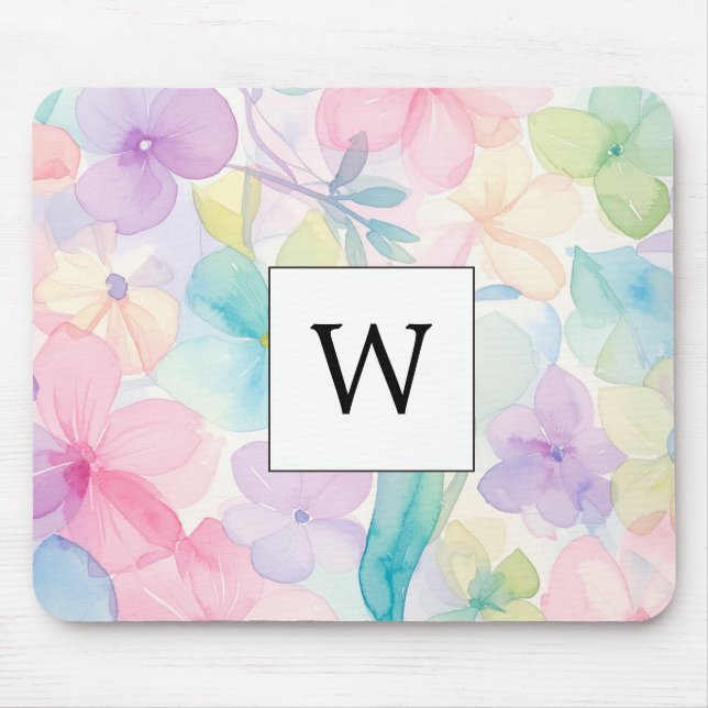 Elegant watercooler Monogramed Flowers   Mouse Mat (Front)