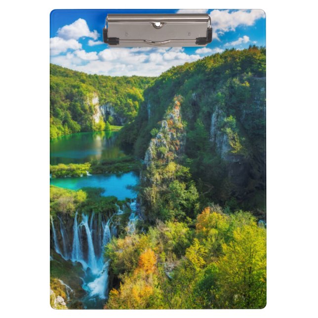 Elegant waterfall scenic, Croatia Clipboard (Front)