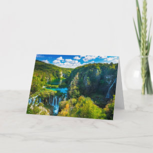 Elegant waterfall scenic, Croatia Holiday Card
