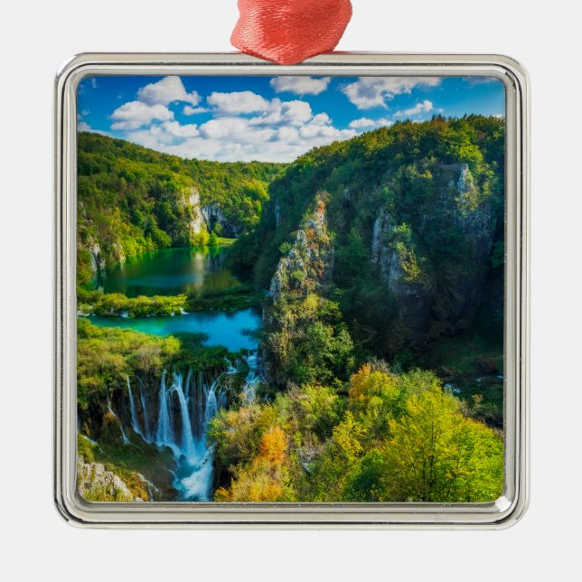 Elegant waterfall scenic, Croatia Metal Tree Decoration (Front)