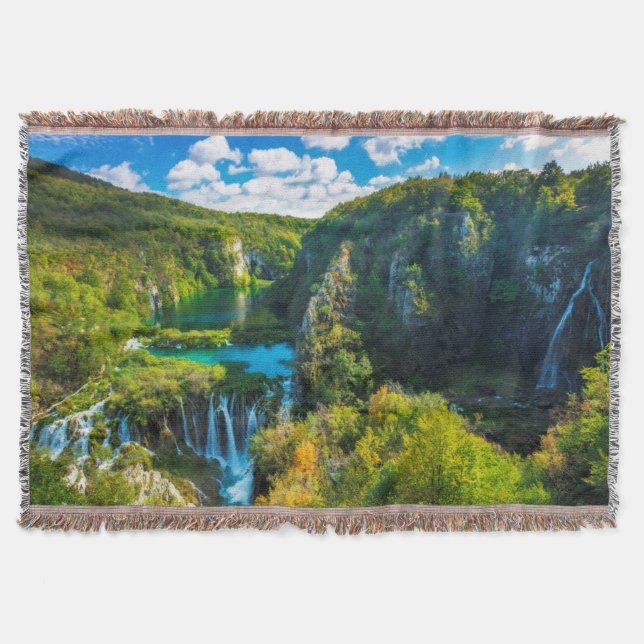 Elegant waterfall scenic, Croatia Throw Blanket (Front)