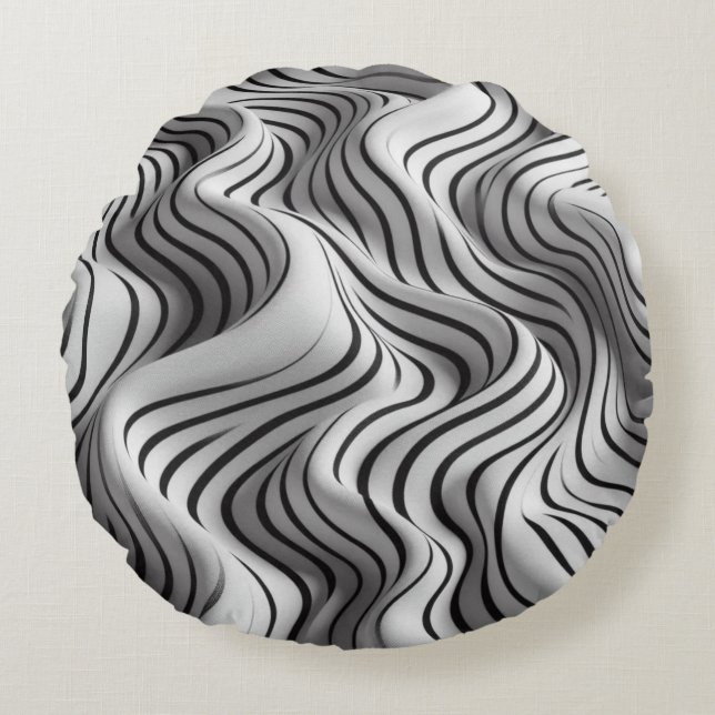 Elegant Waves Fabric Design 6 Round Cushion (Front)