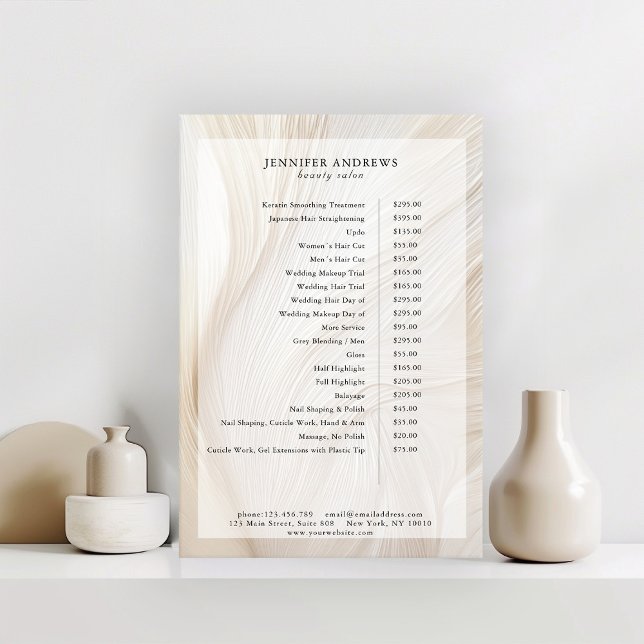 Elegant, Waves, Salon, Price List Poster (Creator Uploaded)