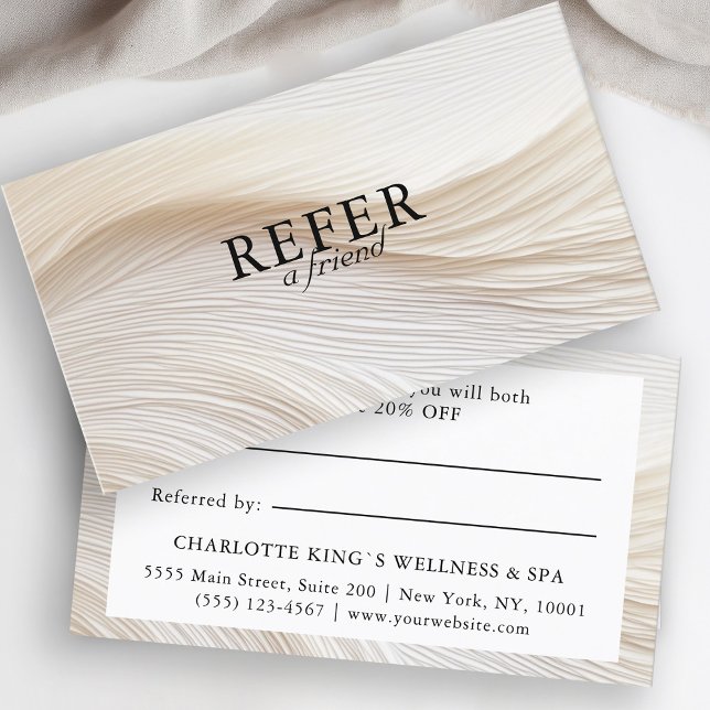 Elegant, waves, salon, referral card (Creator Uploaded)