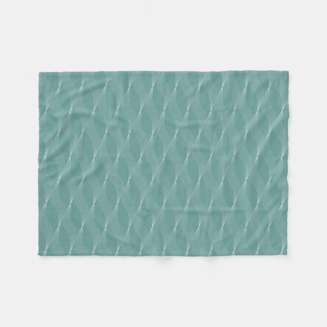 Elegant Waves Weave Pattern Green Background | Fleece Blanket (Front (Horizontal))