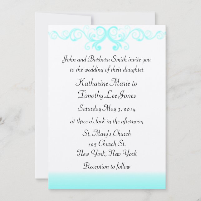 Elegant Waves Wedding Invitation (Front)