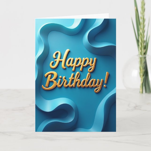 Elegant Wavy Birthday Card (Front)