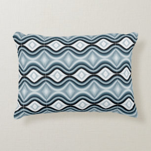 Elegant Wavy Blue Pattern Decorative Cushion