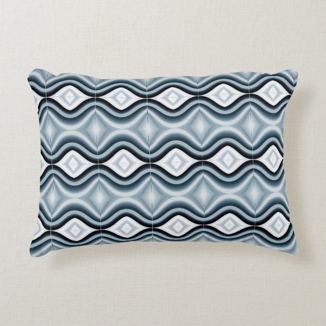 Elegant Wavy Blue Pattern Decorative Cushion (Front)