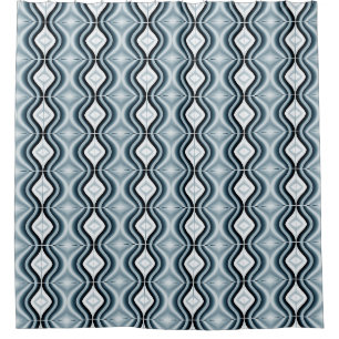 Elegant Wavy Blue Pattern Shower Curtain