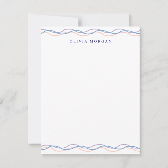 Elegant wavy border soft pastel tones Vertical Card (Front)
