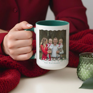 Elegant Wavy Family Photo Collage Keepsake Floral Mug