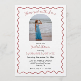 Elegant Wavy Frame Bridal Shower Photo Invitation