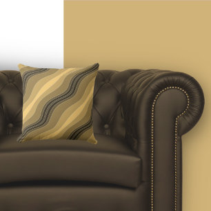 Elegant Wavy Lines Pattern Sandy Brown Cushion