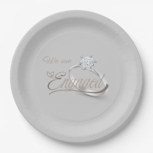 Elegant “We Are Engaged” Engagement Party Paper Plate