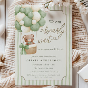 Elegant We can Bearly Wait Neutral Baby Invitation