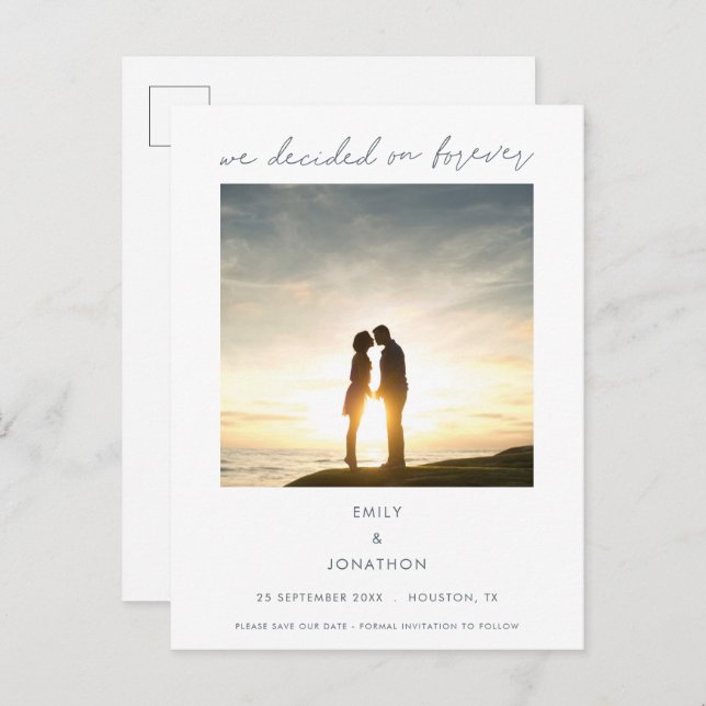 Elegant We Decided on Forever Photo Announcement Postcard (Front/Back)