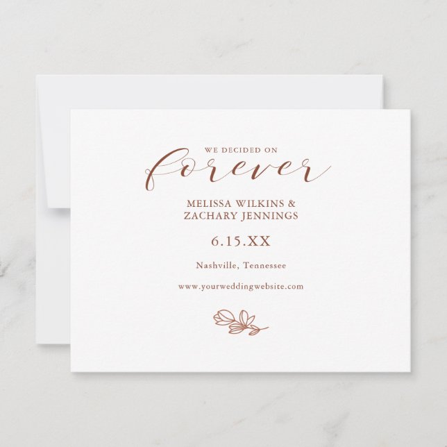 Elegant We Decided On Forever Save the Date Card (Front)