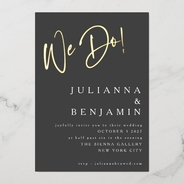 Elegant We Do Modern All In One Wedding Black Gold (Front)