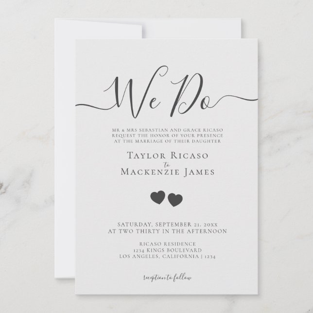 Elegant We Do Personalised Wedding Invitation (Front)