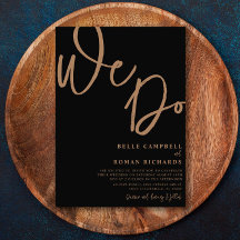 Elegant We Do Script Black and Gold Wedding