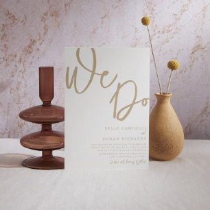 Elegant We Do Script Gold & White Wedding  Invitation