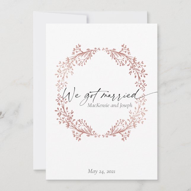 Elegant We Got Married Wedding Announcement Pink (Front)