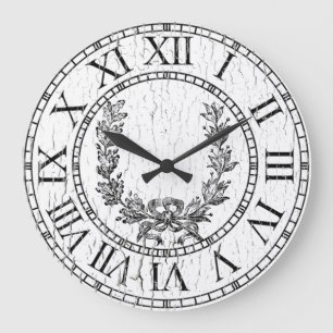Elegant Weathered French Wreath Personalise Large Clock