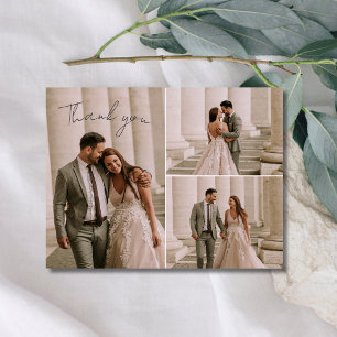 Elegant Wedding 3 Photo Thank You Card