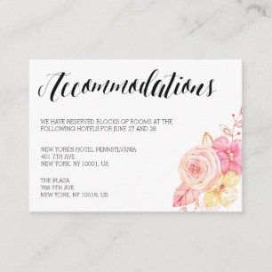 Elegant Wedding Accommodation Cards Floral