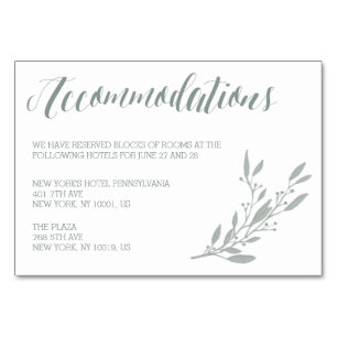 Elegant Wedding Accommodation Cards Sage