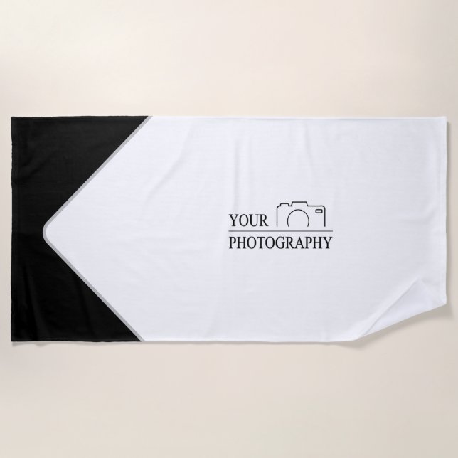 Elegant Wedding Add Personalised Photography Beach Towel (Front)