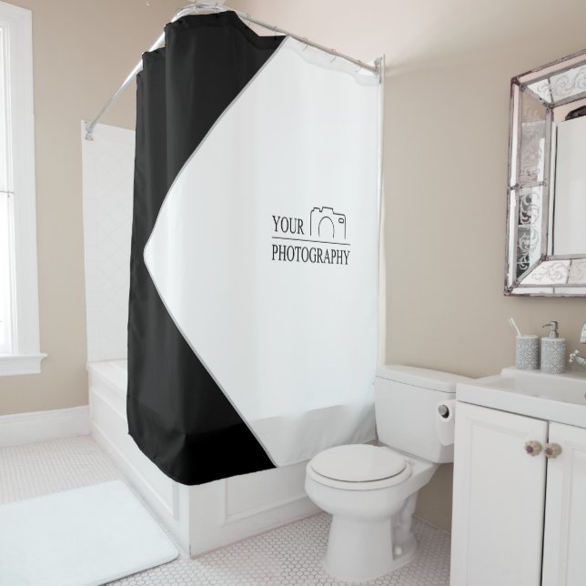 Elegant Wedding Add Personalised Photography Shower Curtain (In Situ)