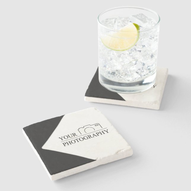 Elegant Wedding Add Personalised Photography Stone Coaster (Side)
