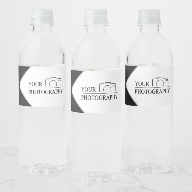 Elegant Wedding Add Personalised Photography Water Bottle Label (Bottles)