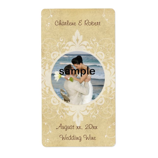 Elegant Wedding Add Your Photo Wine Label (Front)