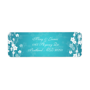 Elegant Wedding Address Cherry Blossom Blue