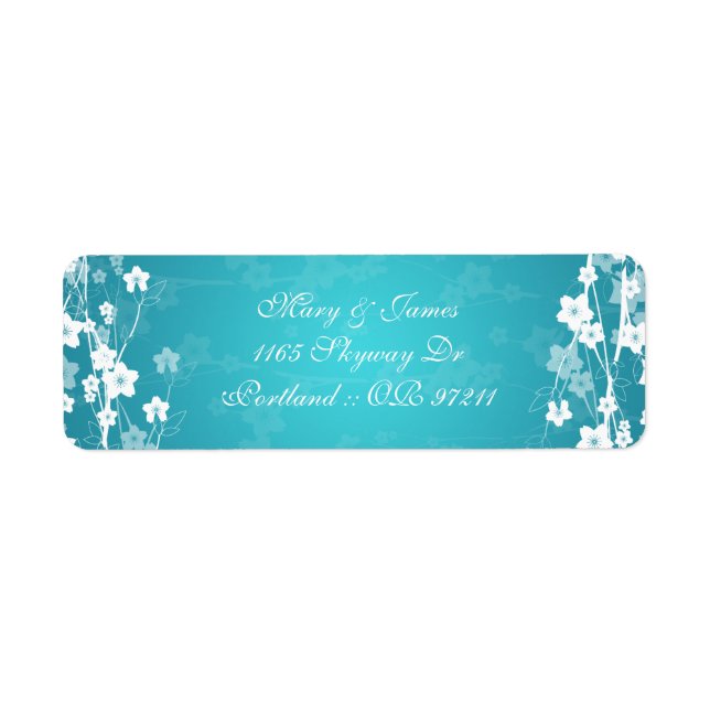 Elegant Wedding Address Cherry Blossom Blue (Front)