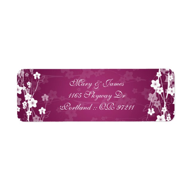 Elegant Wedding Address Cherry Blossom Plum (Front)