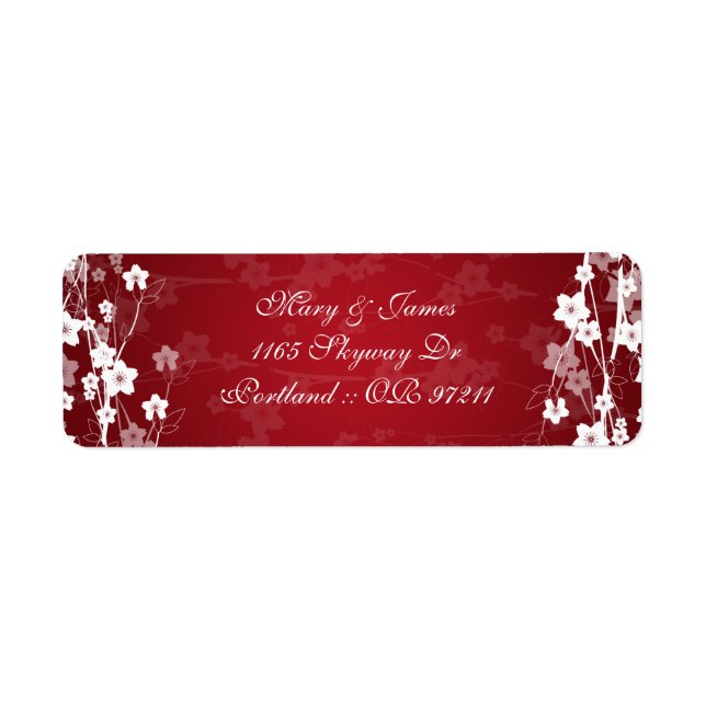 Elegant Wedding Address Cherry Blossom Red (Front)