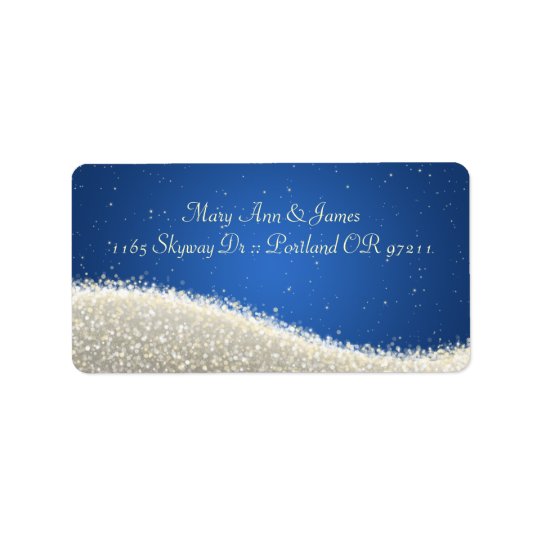 Elegant Wedding Address Dazzling Sparkles Blue Address Label