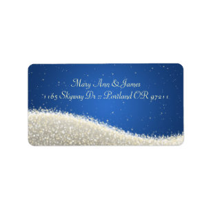 Elegant Wedding Address Dazzling Sparkles Blue Label