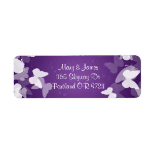 Elegant Wedding Address Elusive Butterflies Purple