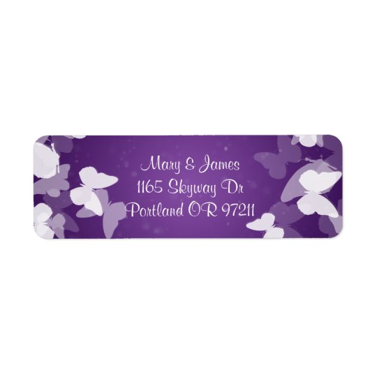 Elegant Wedding Address Elusive Butterflies Purple Return Address Label
