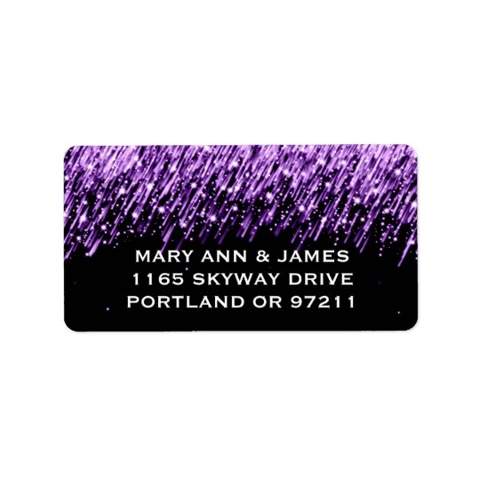 Elegant Wedding Address Falling Stars Purple Address Label
