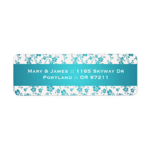 Elegant Wedding Address Floral Pattern Aqua Blue