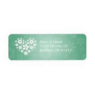 Elegant Wedding Address Flowery Heart Mint Green