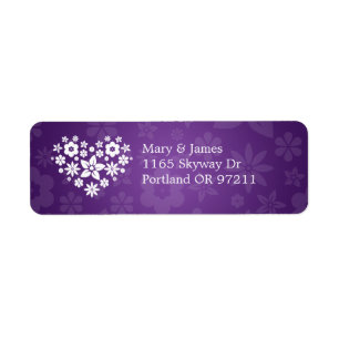 Elegant Wedding Address Flowery Heart Purple