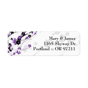 Elegant Wedding Address Japanese Flowers Purple
